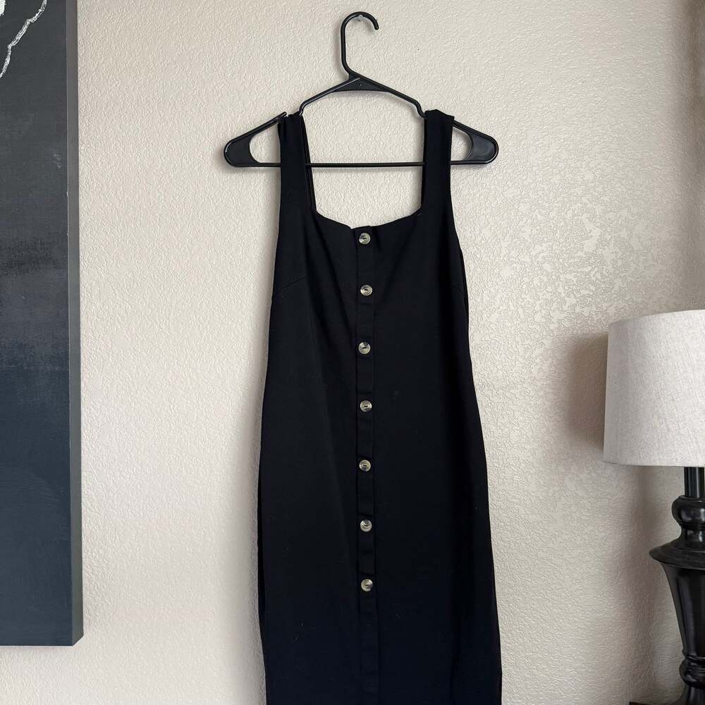 Form Fitting Black Dress with Buttons Down The Front Fits Sizes 6-8 (M/L)R2S